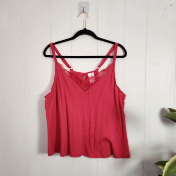 Deesse Addition Elle Pink Lace Tank Top Loungewear Sleepwear PJs Lingerie 1x - Picture 4 of 9